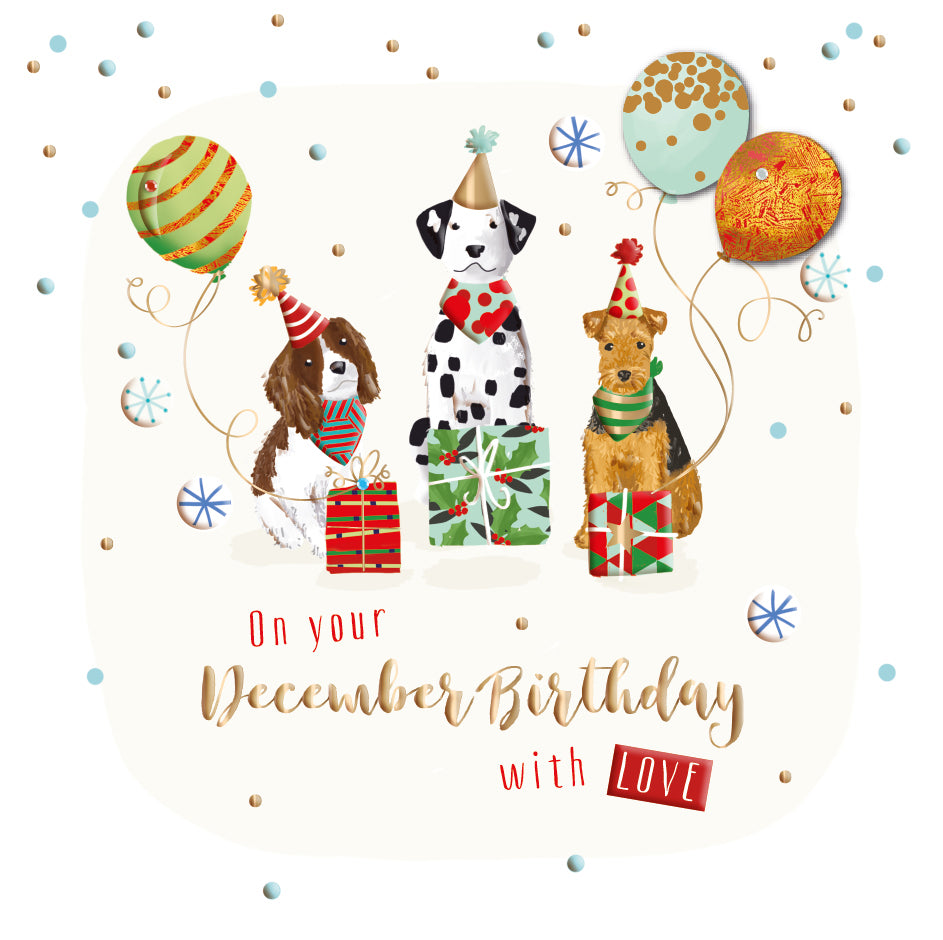 Printable December Card On Your December Birthday Embellished Birthday Greeting Card – Love Kate's