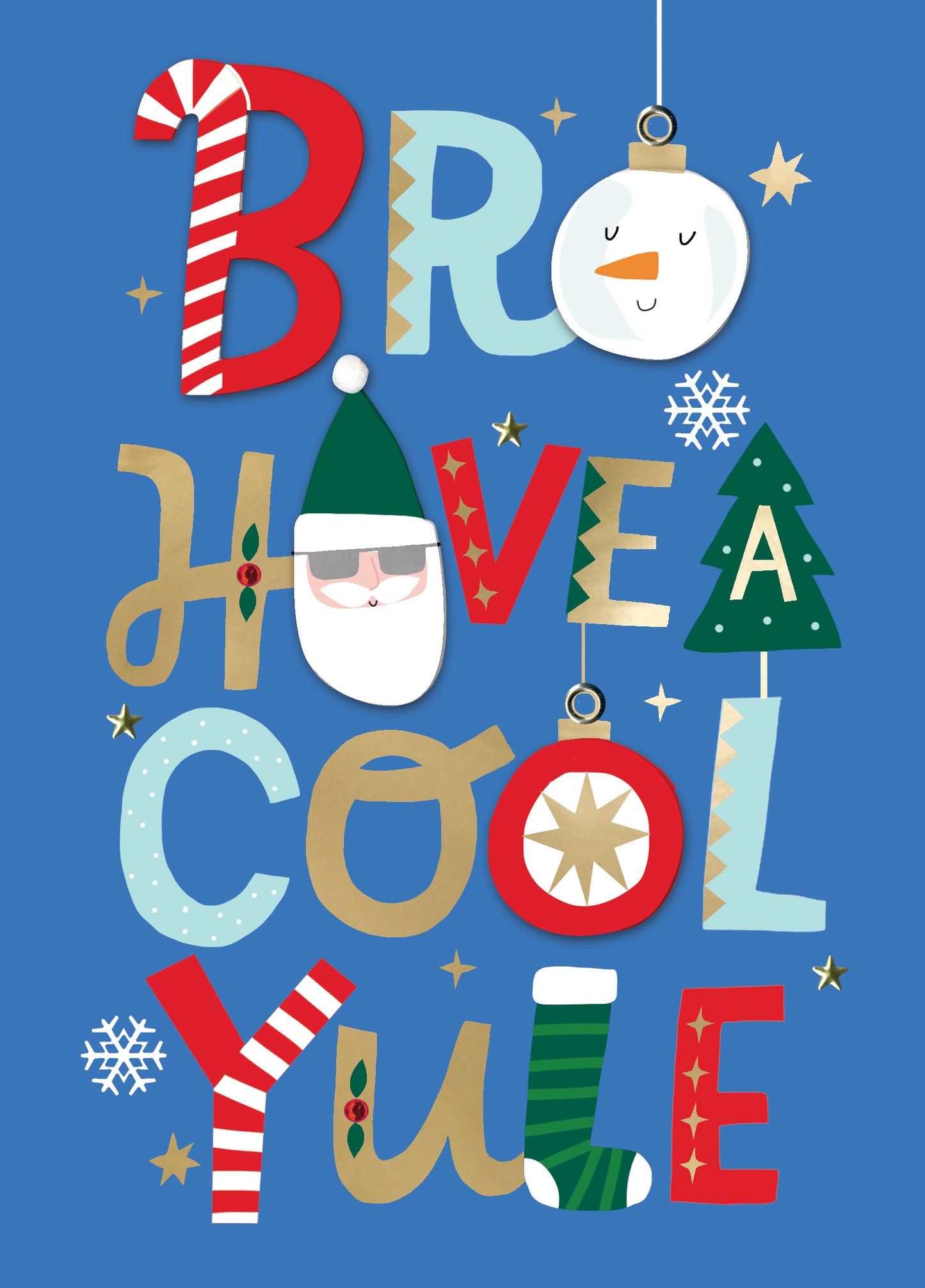 Brother Bro Have A Cool Yule Fun Hand-Finished Christmas Card