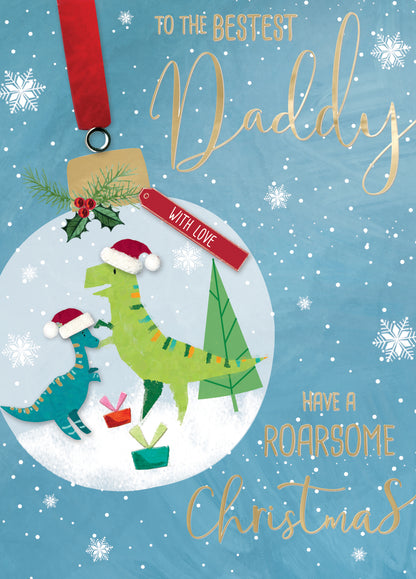 Bestest Daddy Roarsome Christmas Hand-Finished Christmas Card