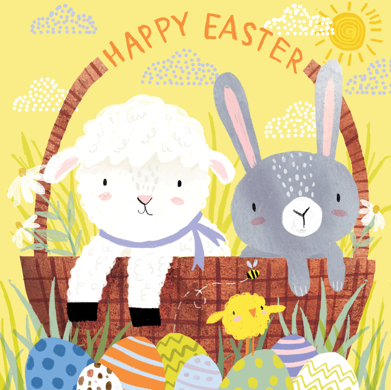 Pack of 5 Cute Bunny & Lamb Easter Cards