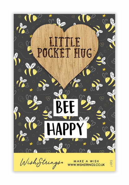 Bee Happy Bumblebee Little Pocket Hug Wish Token