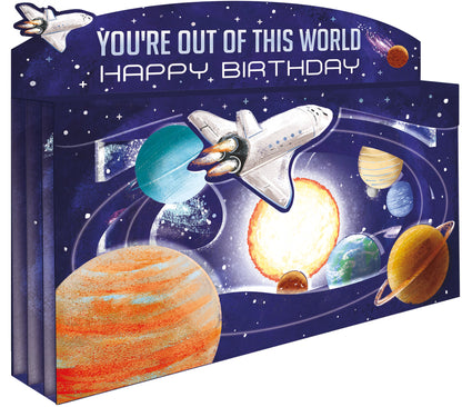 Spectacular 3D Out Of This World Space Happy Birthday Card