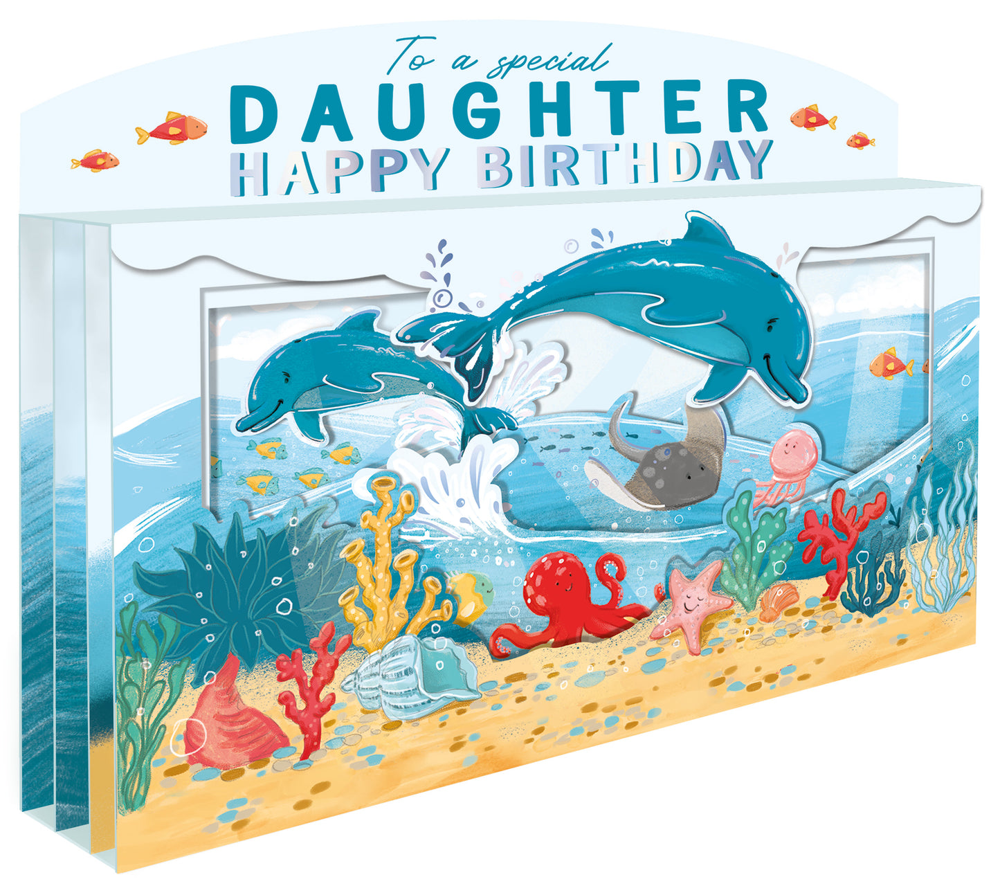 Spectacular 3D Dolphins Under The Sea Daughter Birthday Card