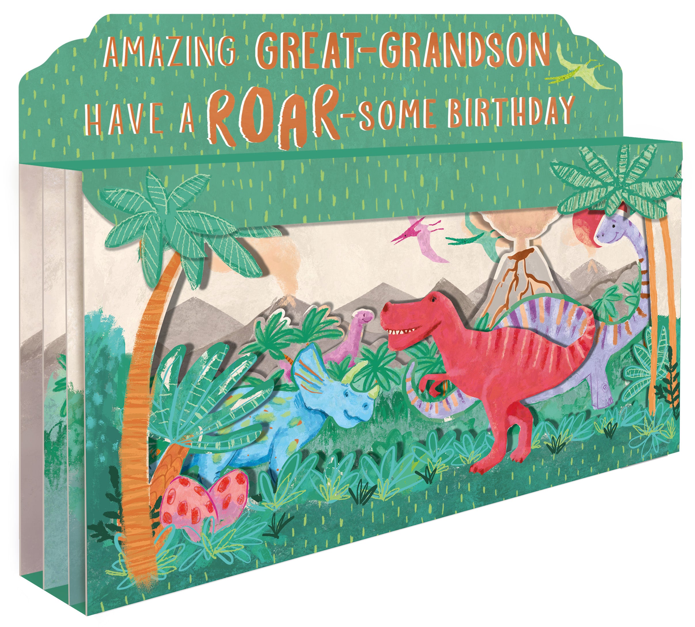 Grandadasaurus Card Spectacular 3D Roar-Some Dinosaur Great-Grandson Birthday Card – Love ...