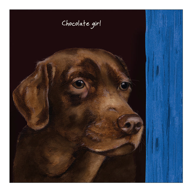 Chocolate Girl Little Dog Laughed Greeting Card