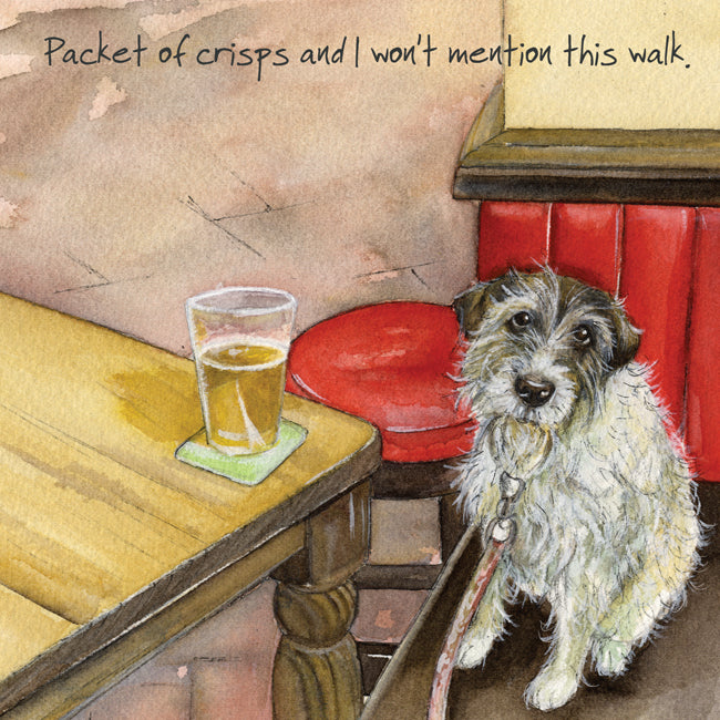 Dog Walk Pub Pint Little Dog Laughed Greeting Card