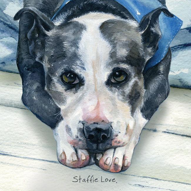 Staffie Love Little Dog Laughed Greeting Card