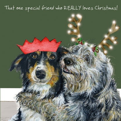 Friend Who Loves Christmas Dogs Little Dog Laughed Christmas Card