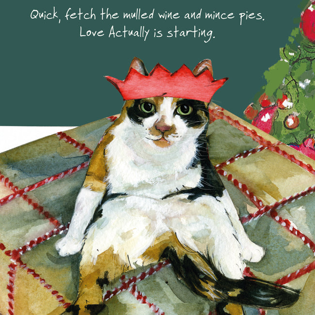 Relaxed Christmas Cat Little Dog Laughed Christmas Card