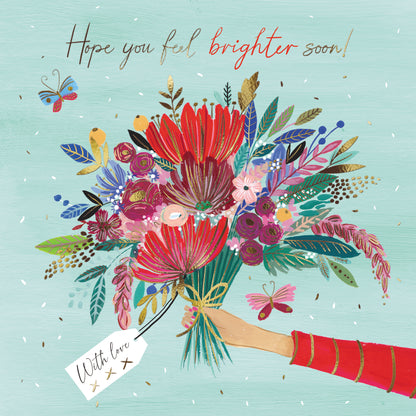 Hope You Feel Brighter Soon! Floral Get Well Greeting Card