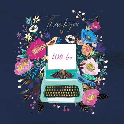 With Love Thank You Typewriter Thank You Greeting Card
