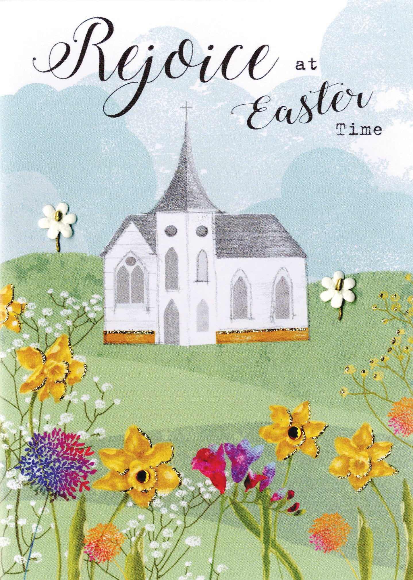 Rejoice At Easter Time Greeting Card Spring Time Embellished Card