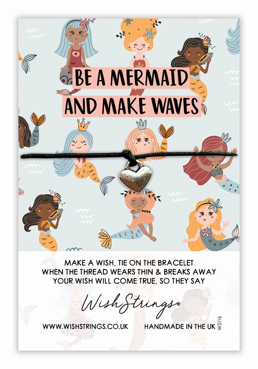Be A Mermaid Make Waves Wish String Bracelet With Lucky Charm