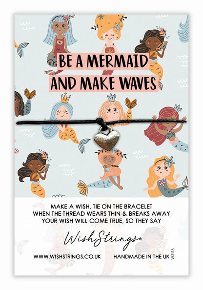 Be A Mermaid Make Waves Wish String Bracelet With Lucky Charm