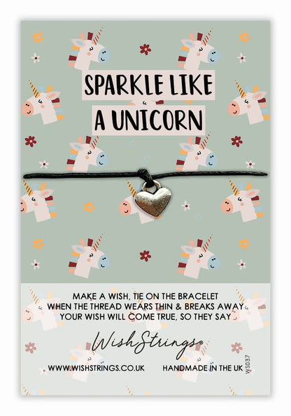 Sparkle Like A Unicorn Wish String Bracelet With Lucky Charm
