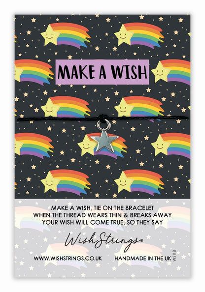 Make a Wish Shooting Star Wish String Bracelet With Lucky Charm