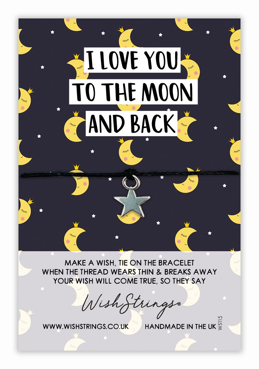 I Love You To The Moon Wish String Bracelet With Lucky Charm