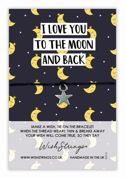 I Love You To The Moon Wish String Bracelet With Lucky Charm