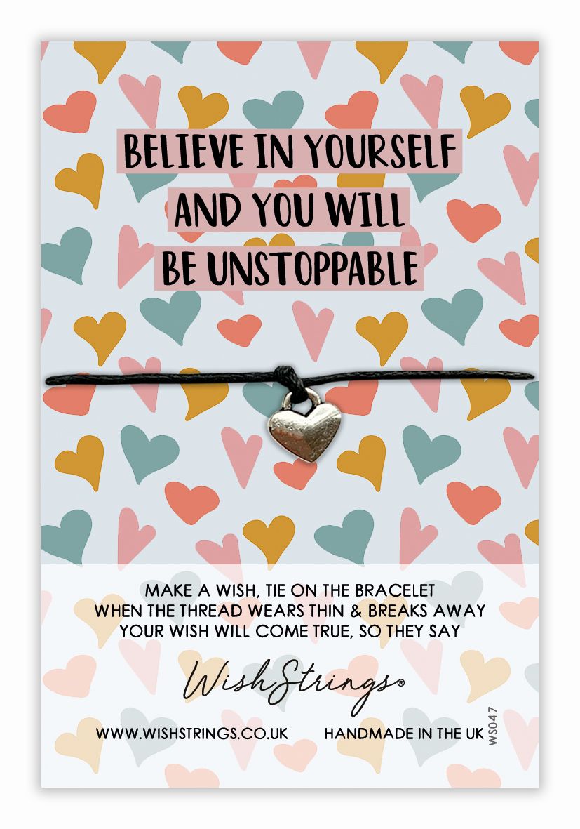 Believe In Yourself Wish String Bracelet With Lucky Charm