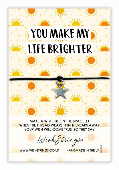 Make My Life Brighter Wish String Bracelet With Lucky Charm