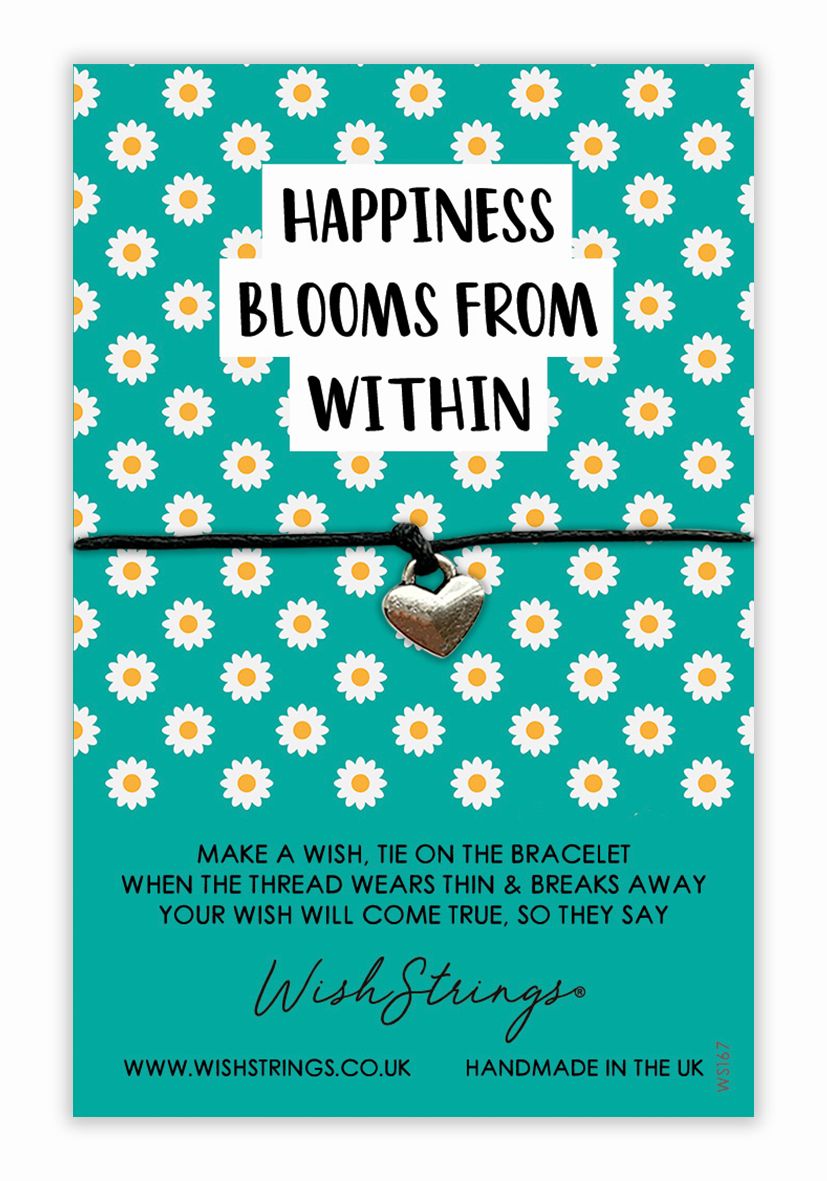 Happiness Blooms Within Wish String Bracelet With Lucky Charm