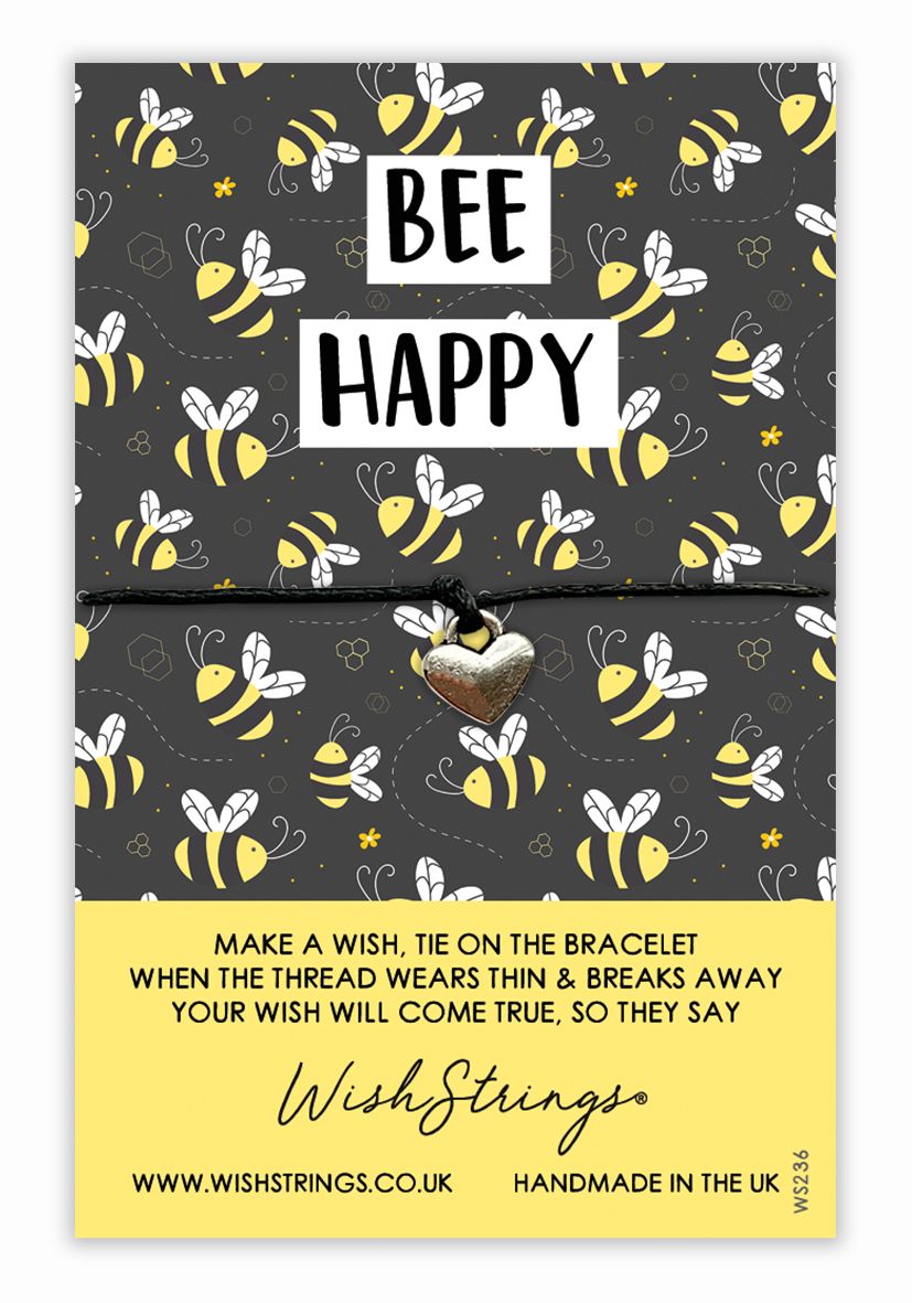 Bee Happy Bumblebee Wish String Bracelet With Lucky Charm