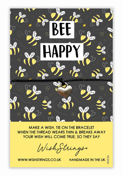 Bee Happy Bumblebee Wish String Bracelet With Lucky Charm