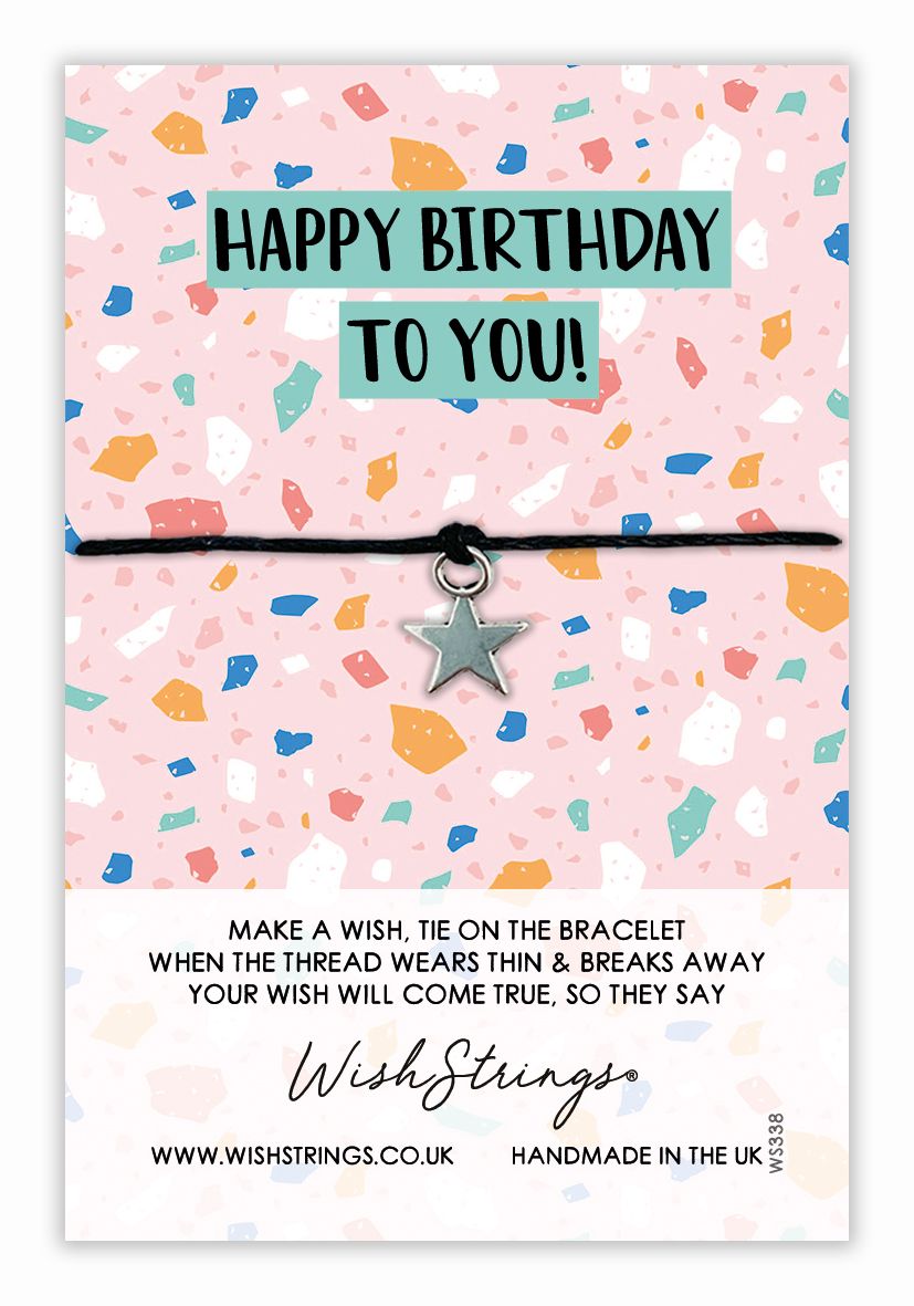 Happy Birthday To You Wish String Bracelet With Lucky Charm
