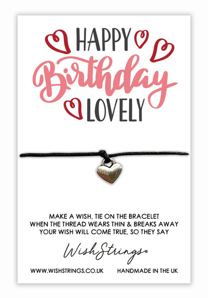 Happy Birthday Lovely Wish String Bracelet With Lucky Charm