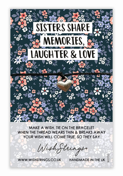 Sisters Share Memories Wish String Bracelet With Lucky Charm