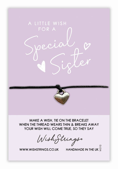 Wish For A Special Sister Wish String Bracelet With Lucky Charm