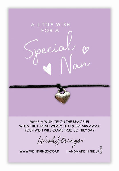 A Wish For A Special Nan Wish String Bracelet With Lucky Charm