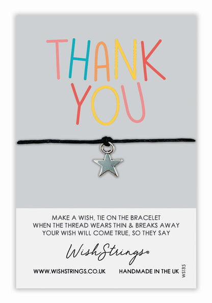 Thank You Star Wish String Bracelet With Lucky Charm