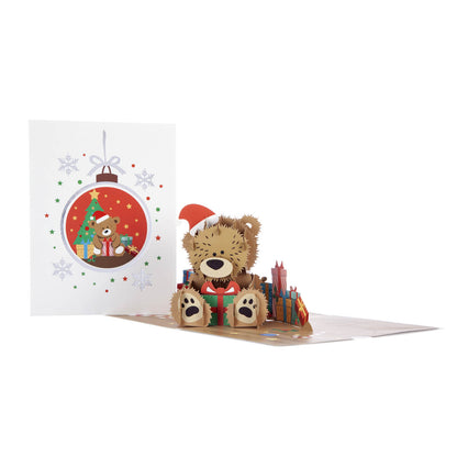 Santa Teddy Bear Bearing Gifts Pop-Up Christmas Greeting Card