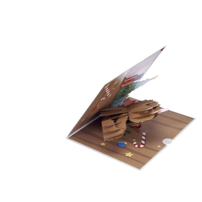 Santa Teddy Bear Bearing Gifts Pop-Up Christmas Greeting Card