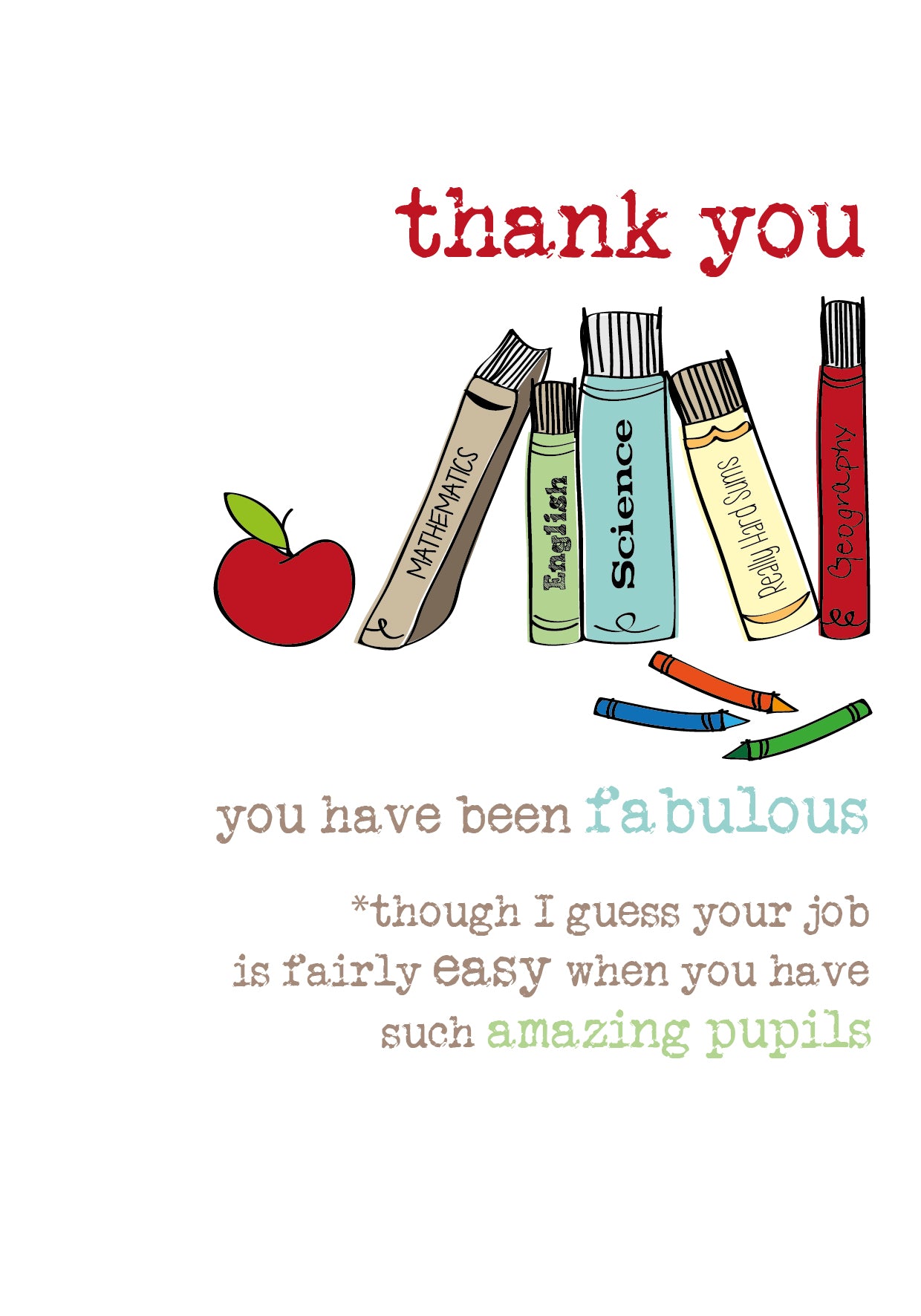 Teacher Thank You Sparkle Finished Greeting Card
