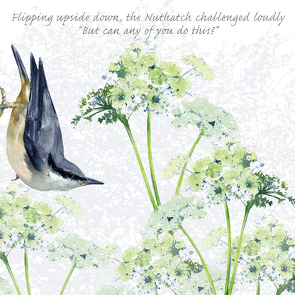 Tuppence A Bag Nuthatch Upside Down Bird Themed Bird Art Greeting Card