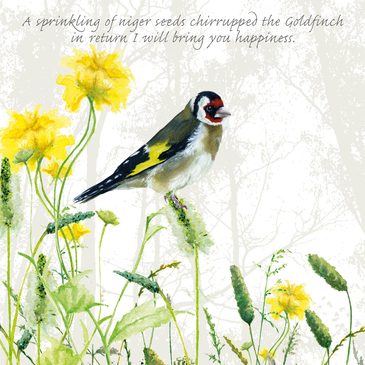 Tuppence A Bag Goldfinch Happiness Bird Themed Bird Art Greeting Card
