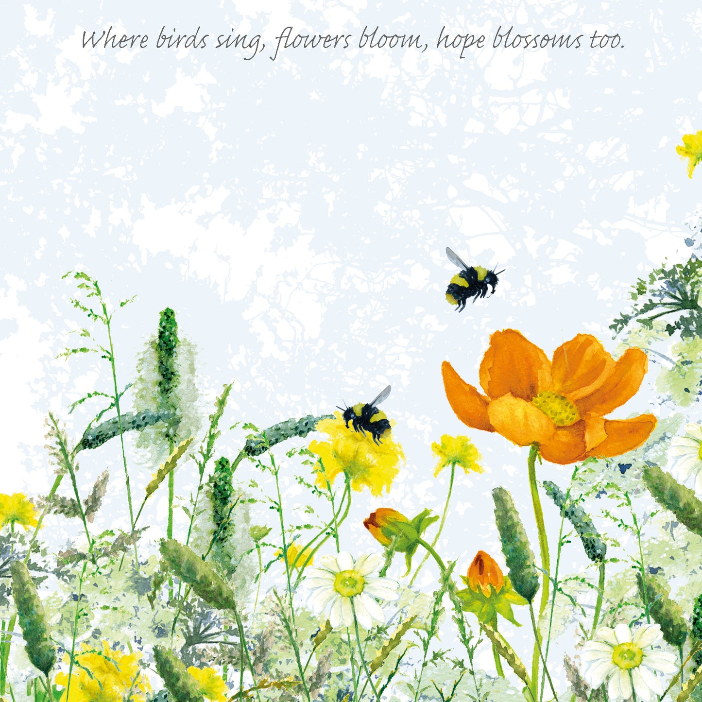 Tuppence A Bag Bumblebee Birds Sing & Flowers Bloom Bird Art Greeting Card