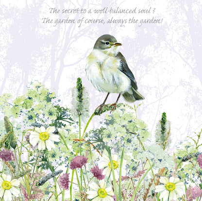 Tuppence A Bag Willow Warbler Well Balanced Soul Bird Bird Art Greeting Card
