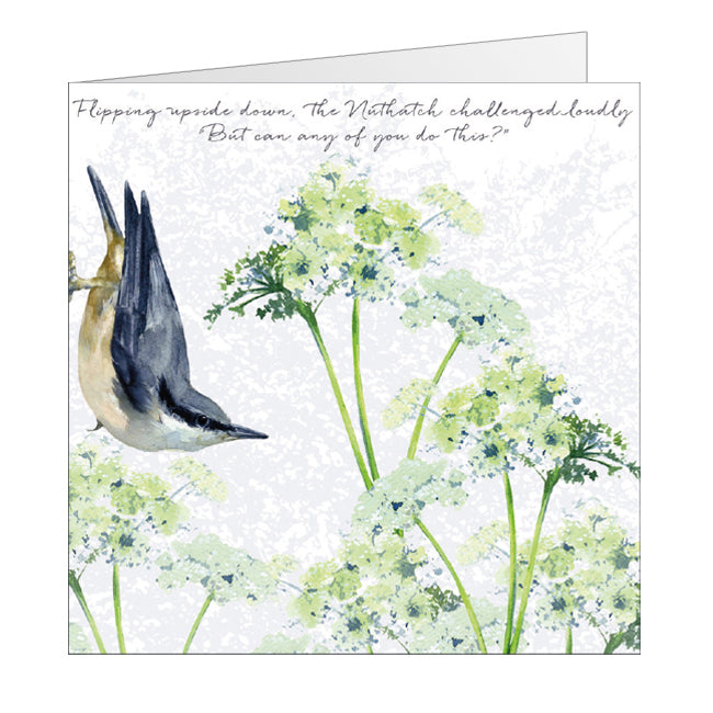 Tuppence A Bag Nuthatch Upside Down Bird Themed Bird Art Greeting Card