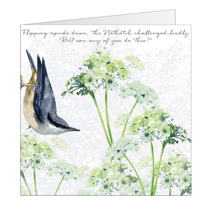 Tuppence A Bag Nuthatch Upside Down Bird Themed Bird Art Greeting Card
