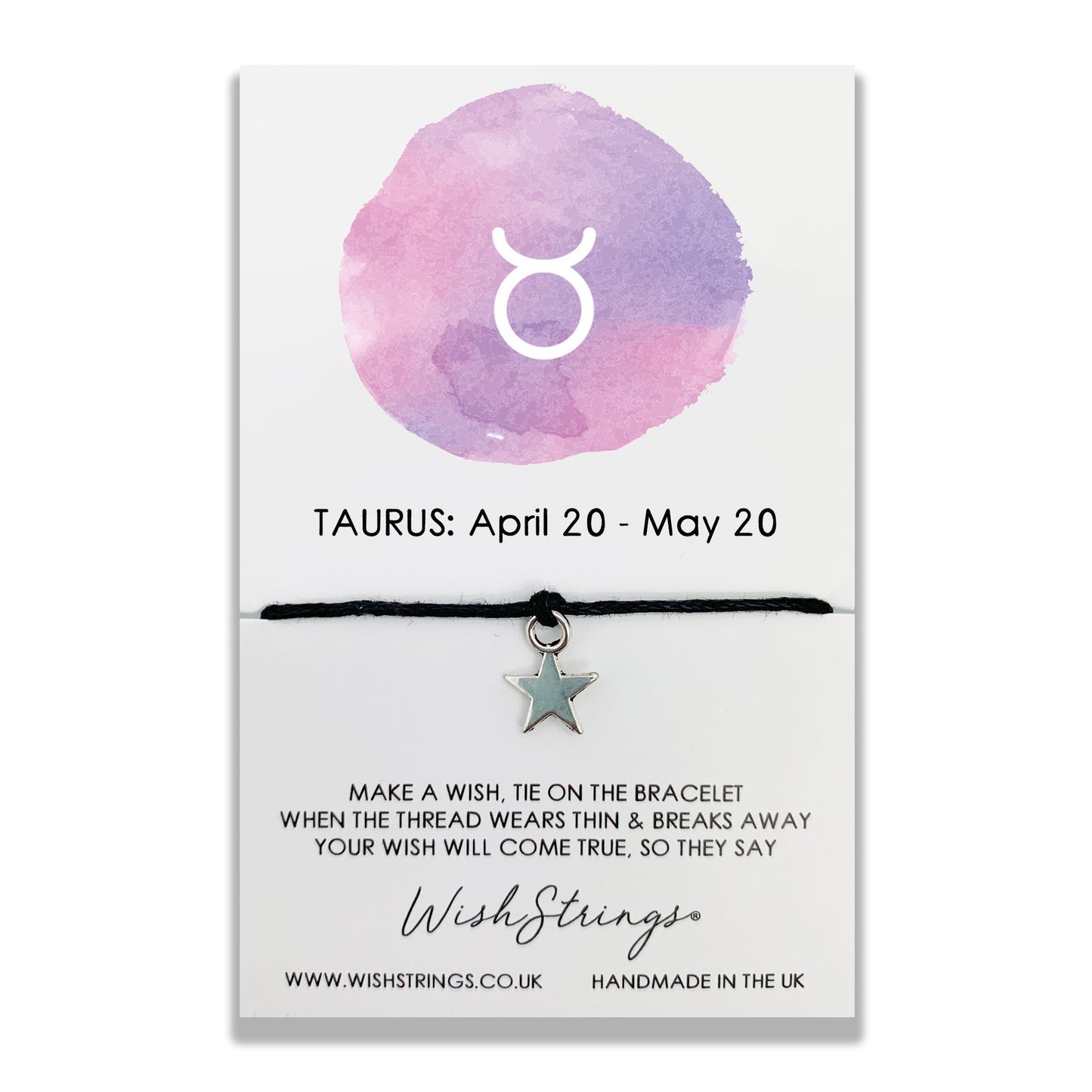 Taurus Zodiac Wish String Bracelet With Lucky Charm