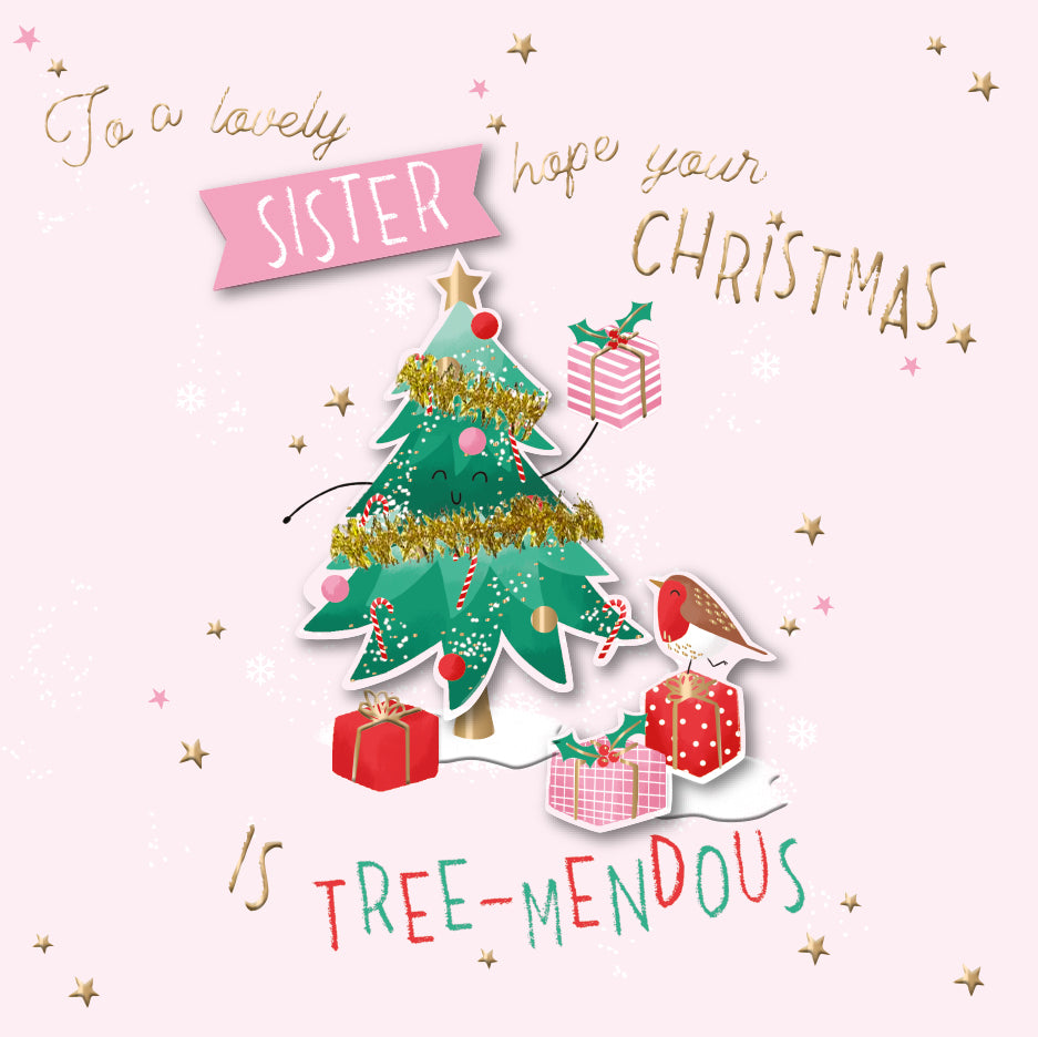 To A Lovely Sister Embellished Christmas Greeting Card