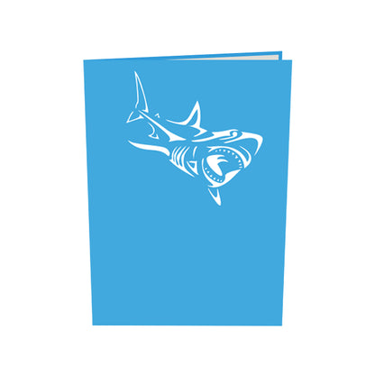 Blue Shark Laser Cut Pop Up Greeting Card
