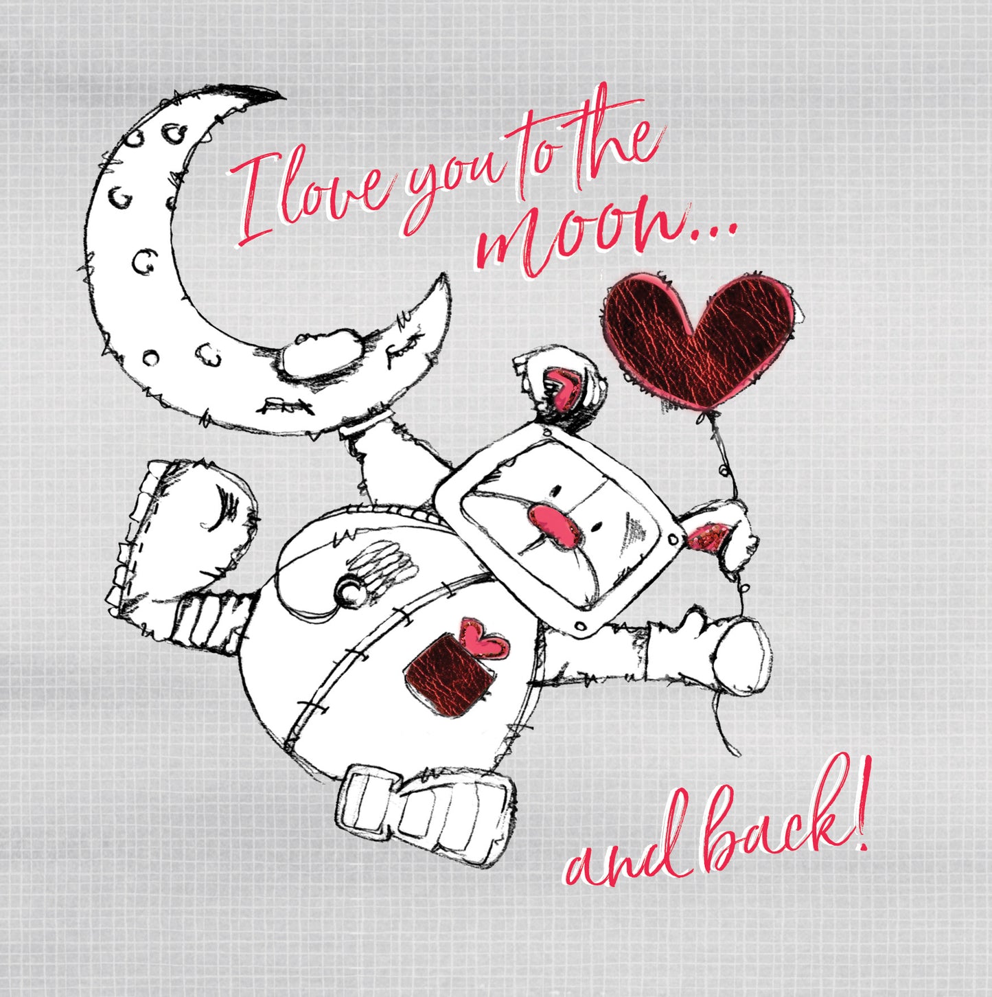 Love You To The Moon & Back Scribble Bear Valentine's Greeting Card