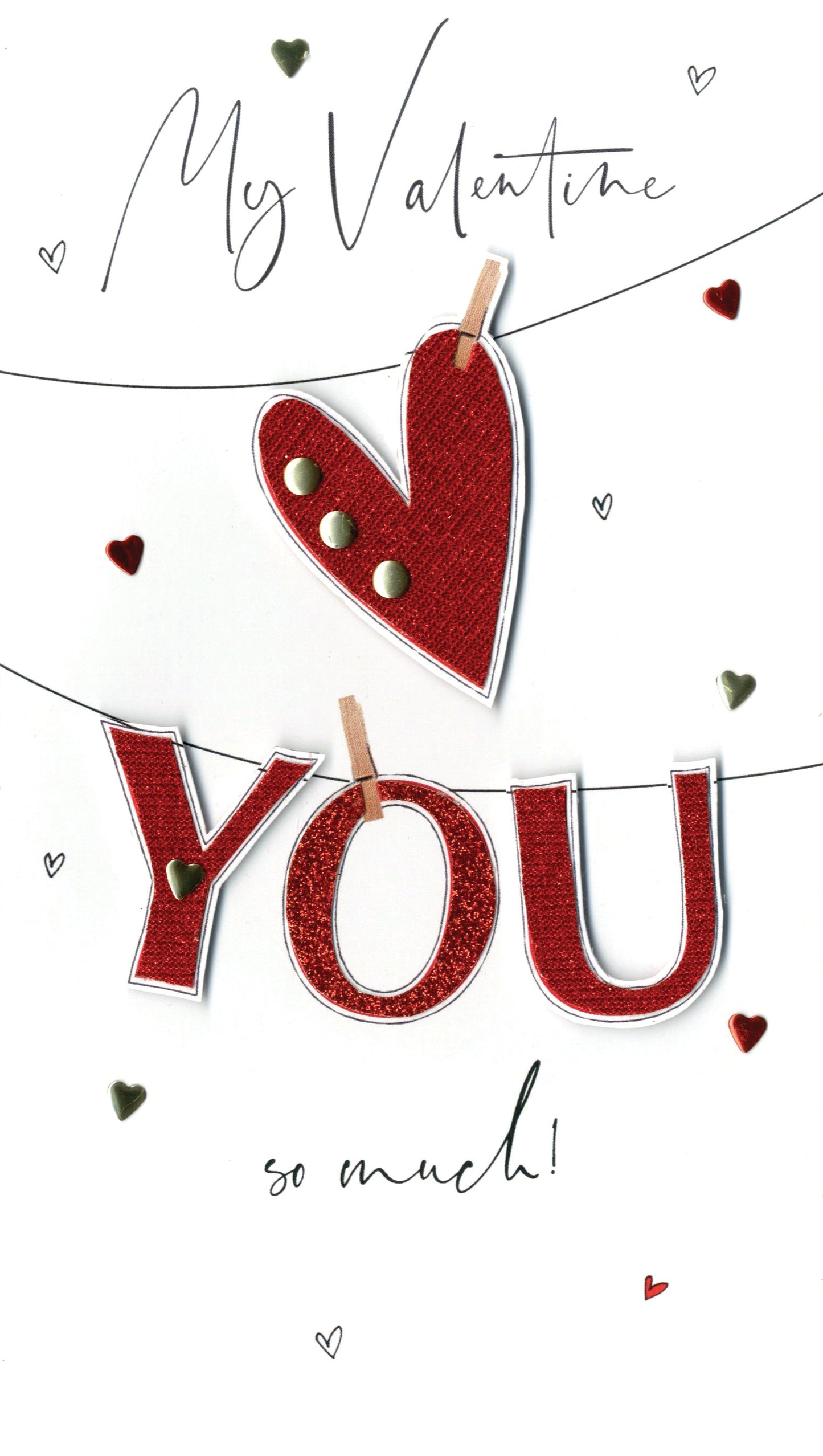 My Valentine Heart Embellished Valentine's Card Hand-Finished