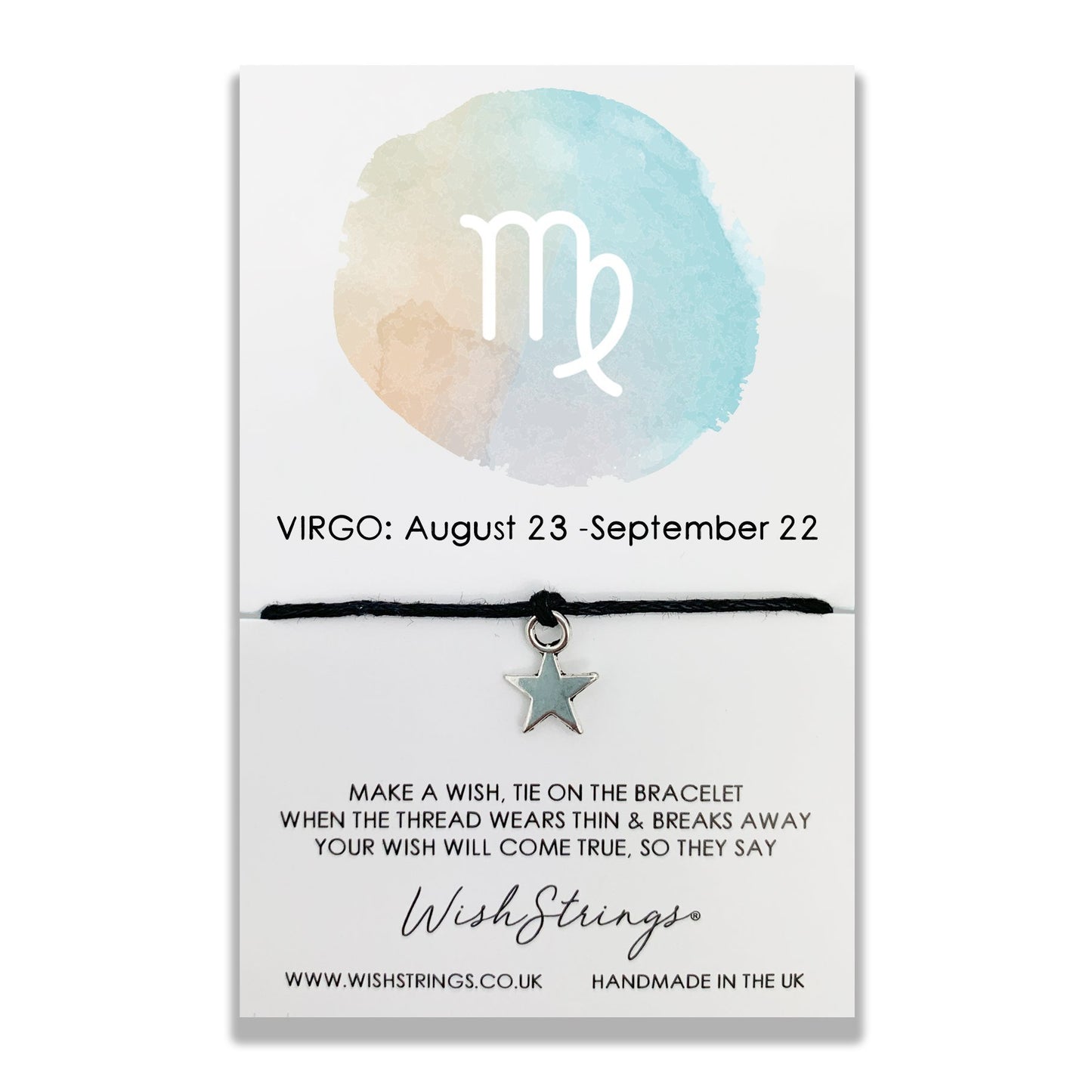 Virgo Zodiac Wish String Bracelet With Lucky Charm