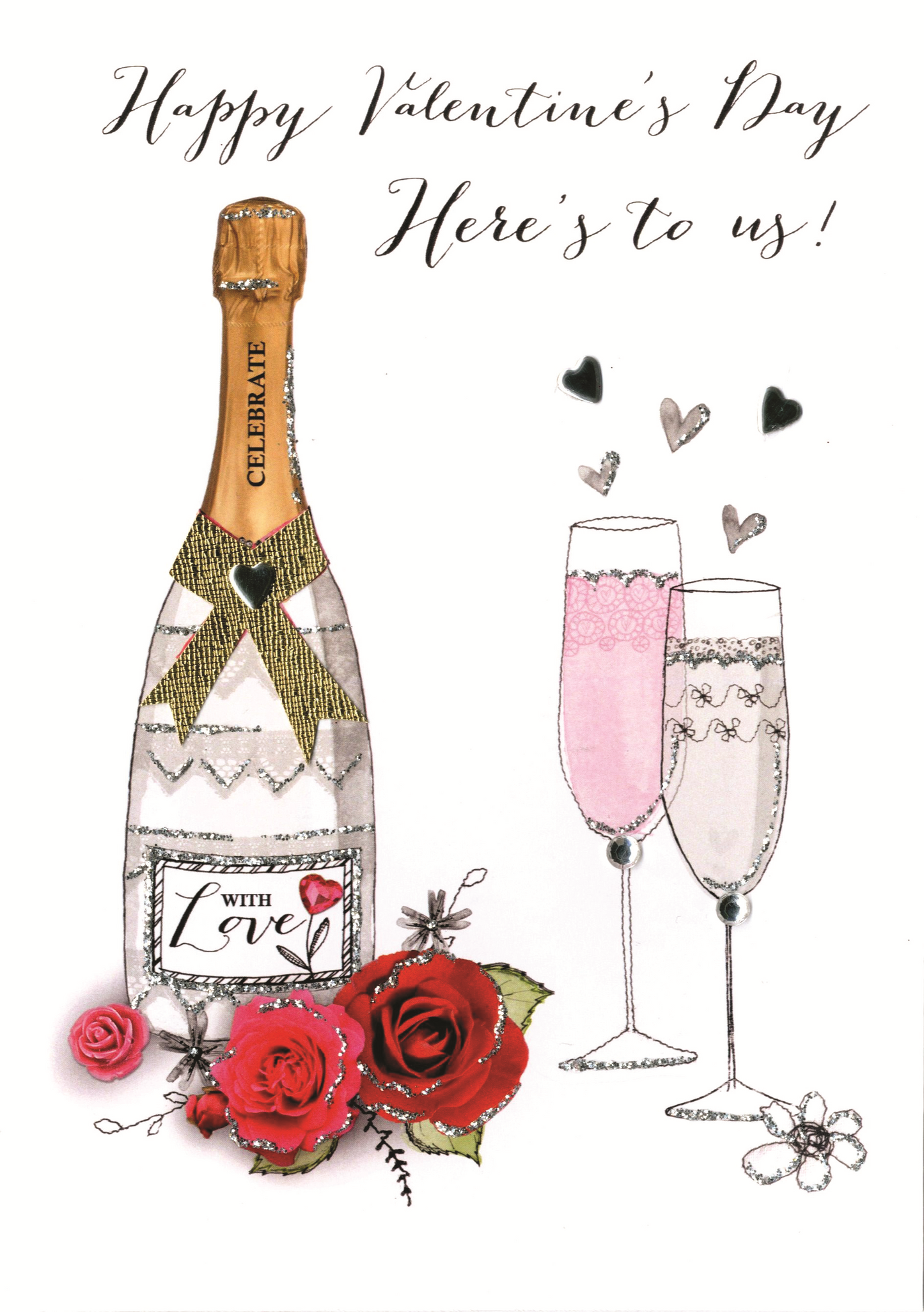 Here's To Us Embellished Joie De Vivre Valentine's Greeting Card
