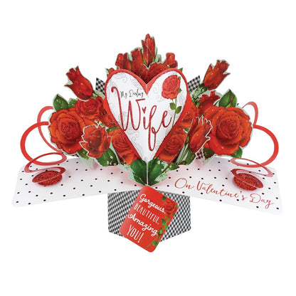 Darling Wife On Valentine's Day Pop-Up Roses Greeting Card
